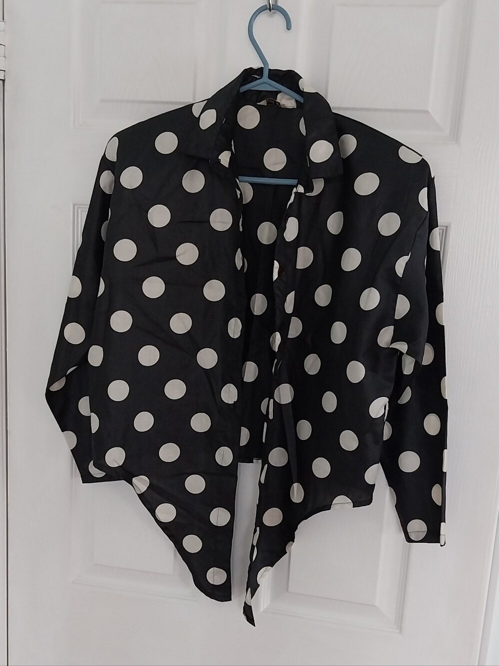 Black and White Polka Dot Button-Up Top